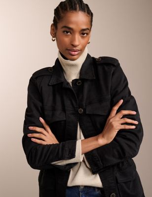 Baukjen Womens Cotton Rich Utility Jacket - 8 - Black, Black