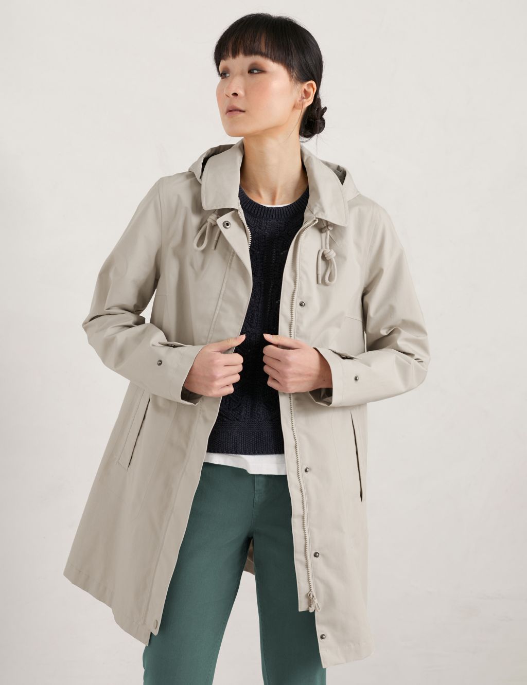 Linen Rich Waterproof Hooded Raincoat image 2