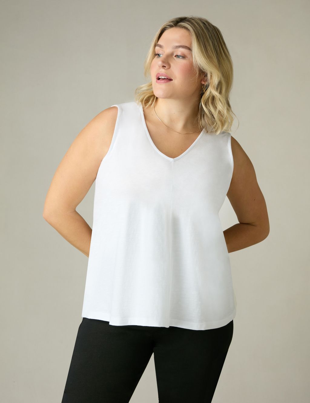 Pure Cotton V-Neck Relaxed Vest