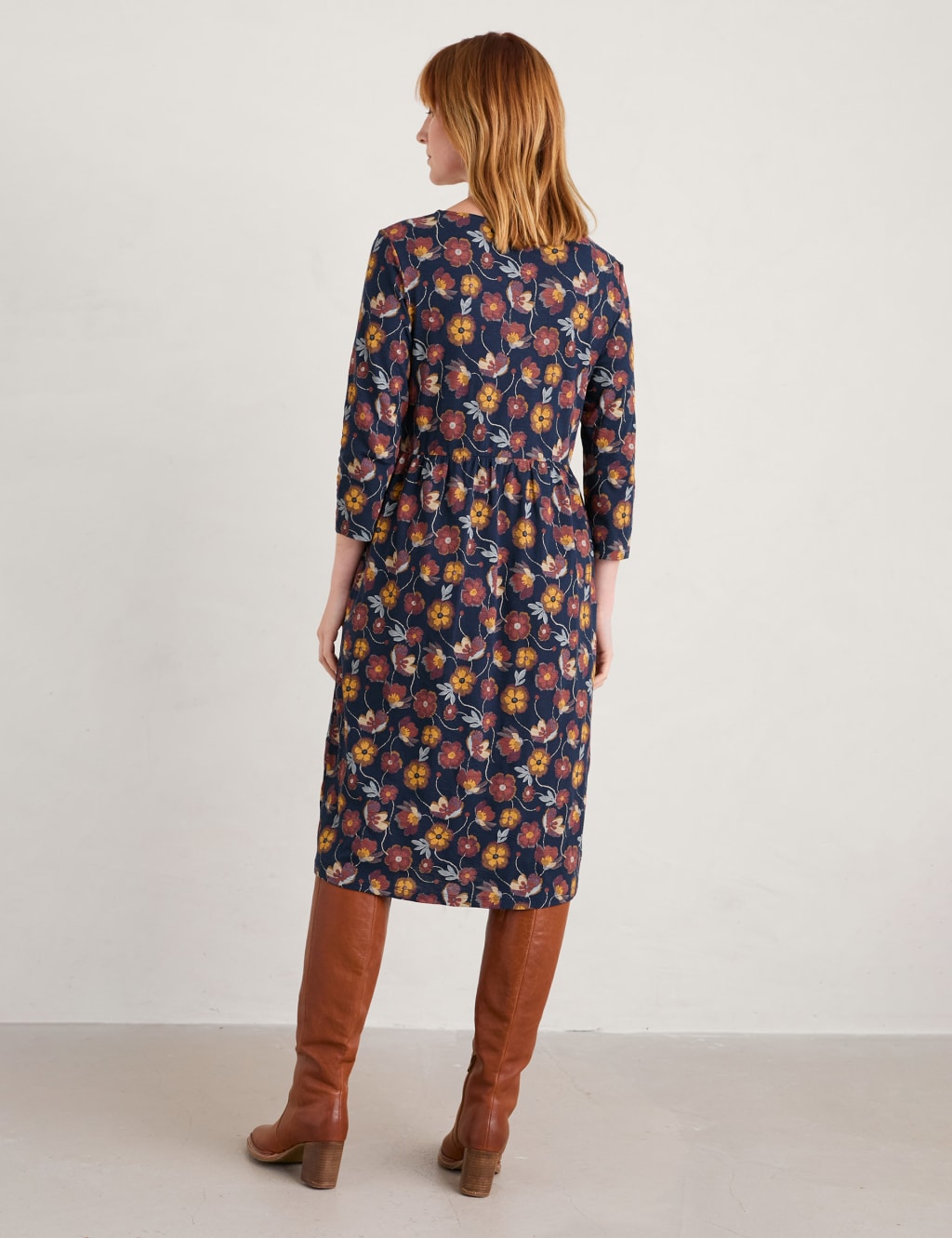 Organic Cotton Floral Midi Waisted Dress image 4