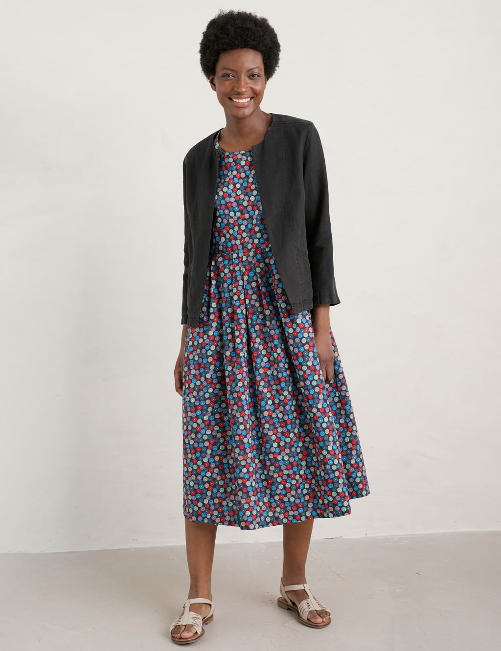 Pure Linen Collarless Short Jacket image 1