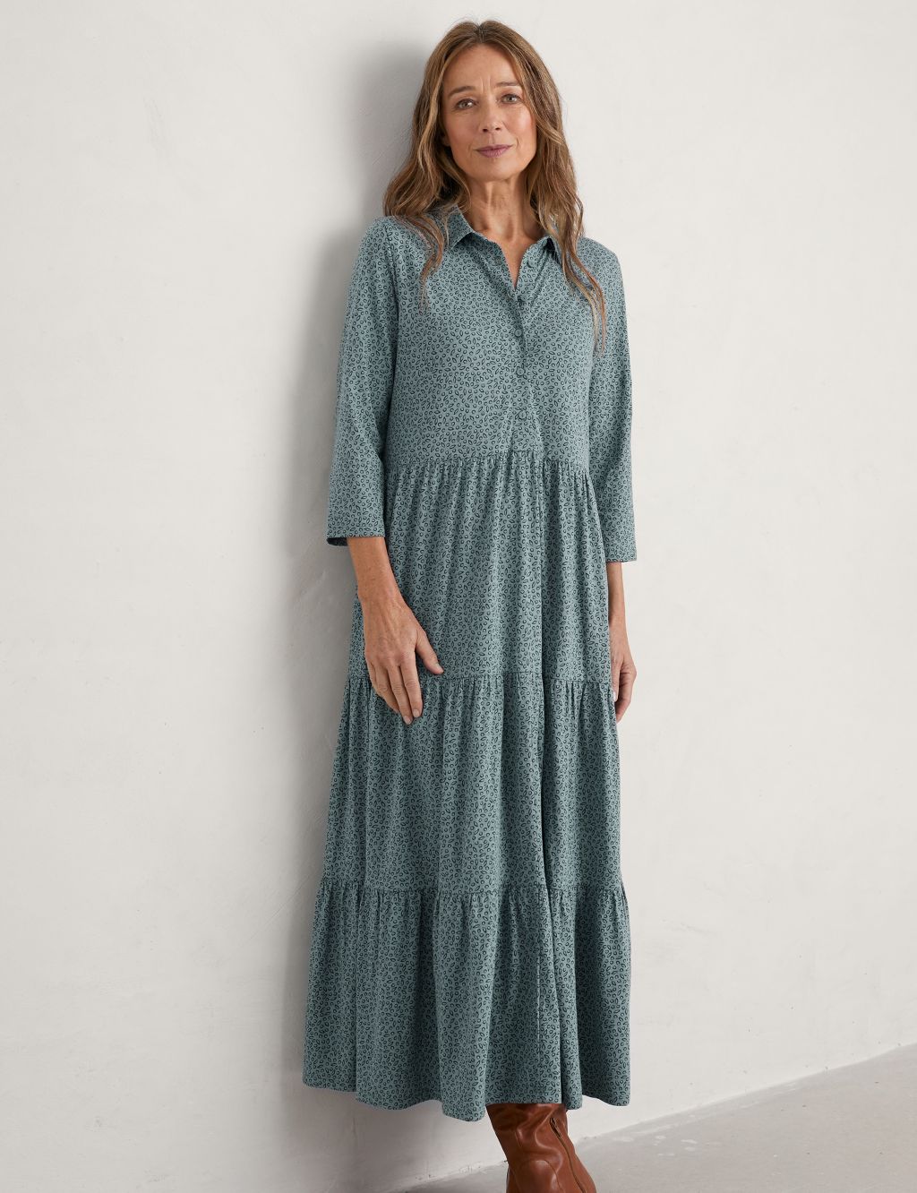 Organic Cotton Printed Midaxi Tiered Dress image 3