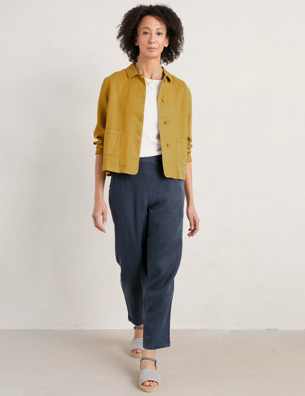 Pure Linen Collared Short Jacket image 1