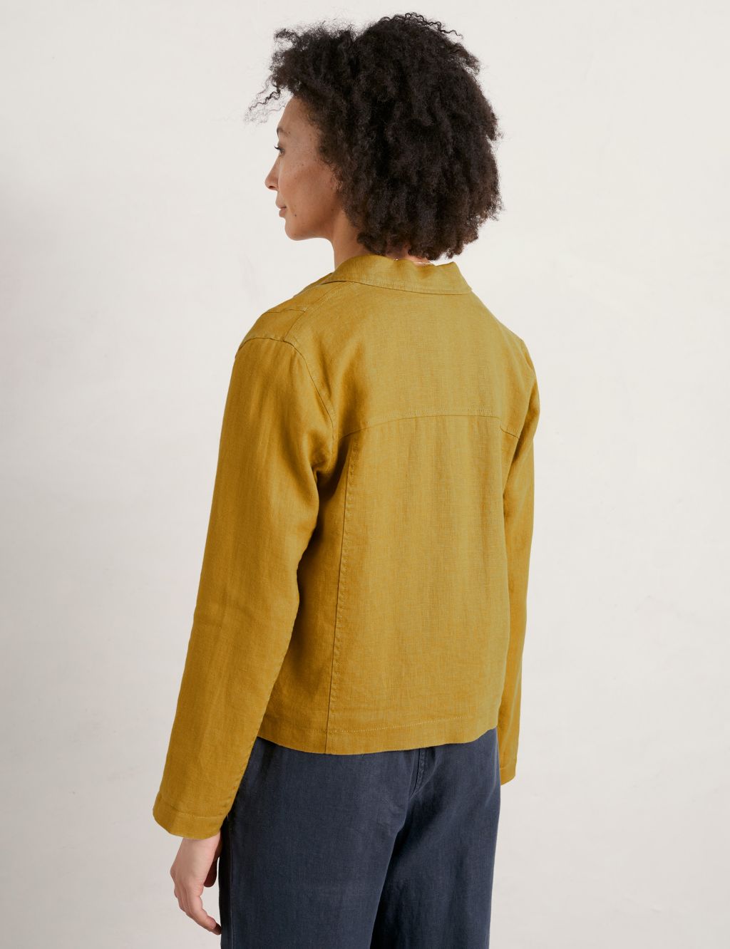 Pure Linen Collared Short Jacket image 3