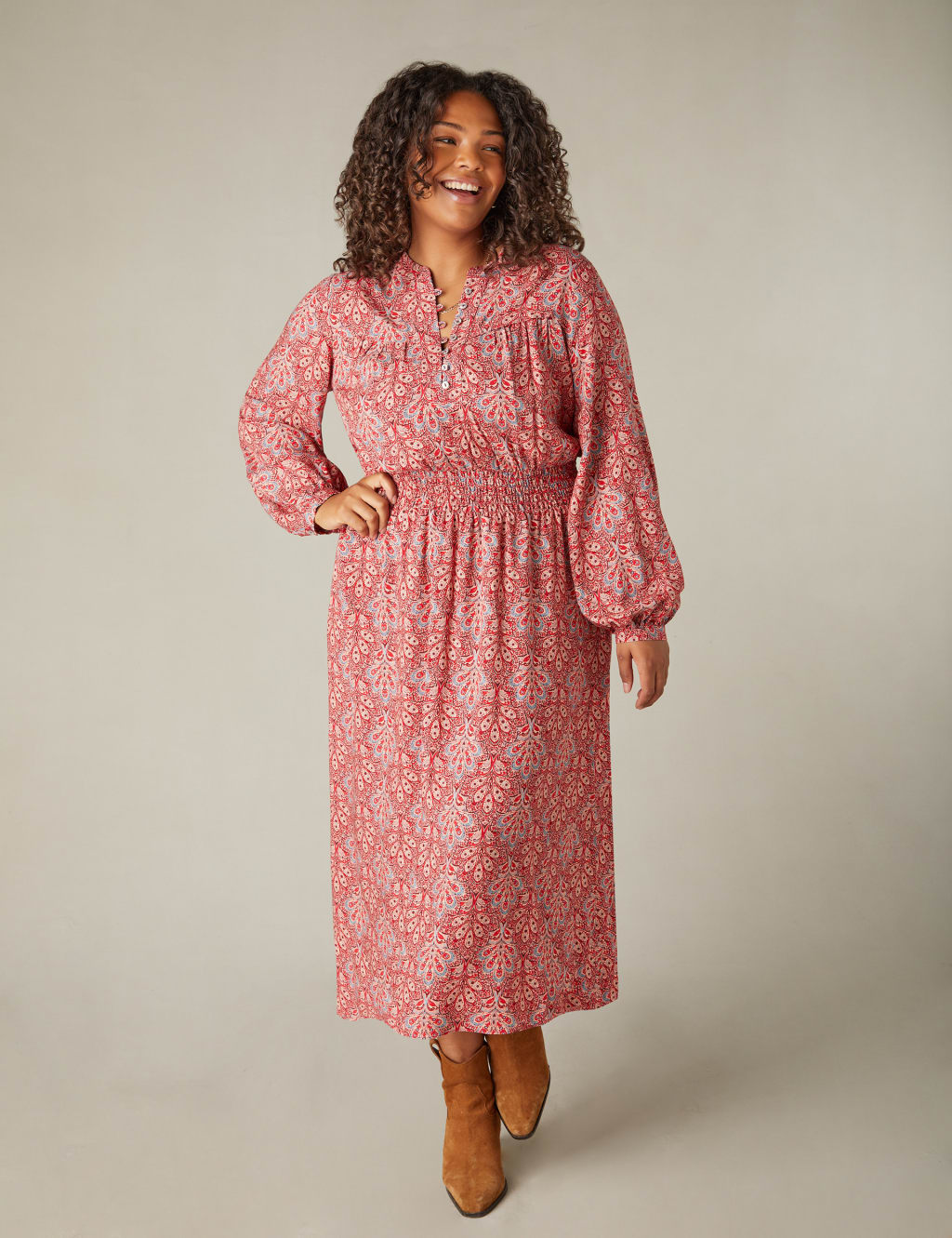 Paisley Midaxi Waisted Dress