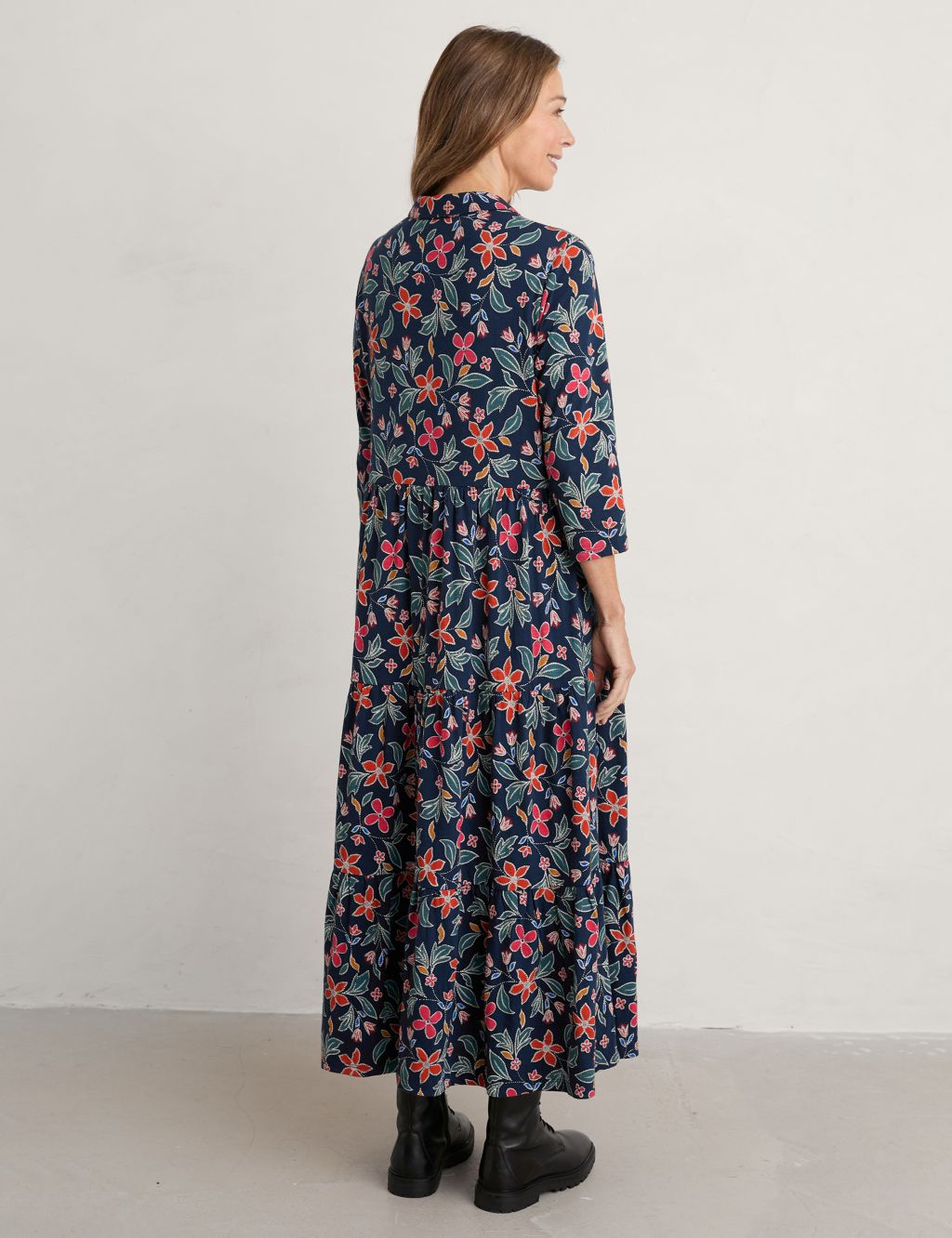 Organic Cotton Floral Midaxi Shirt Dress image 4