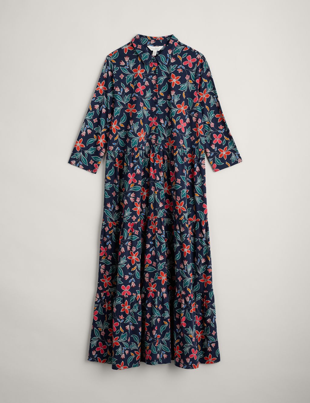Organic Cotton Floral Midaxi Shirt Dress image 2
