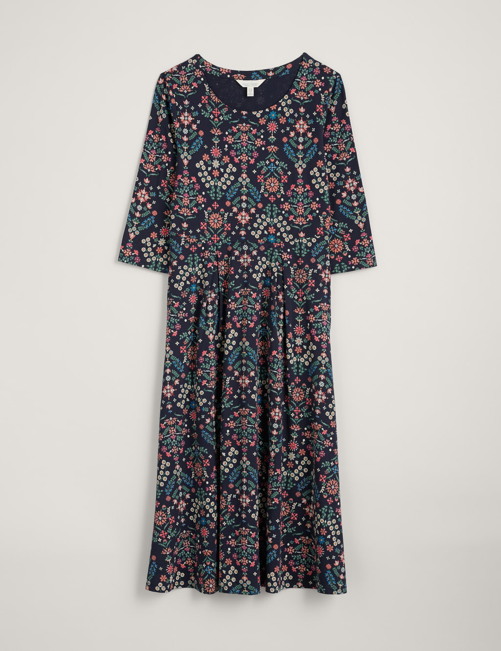 Cotton Rich Floral Midi Waisted Dress image 2