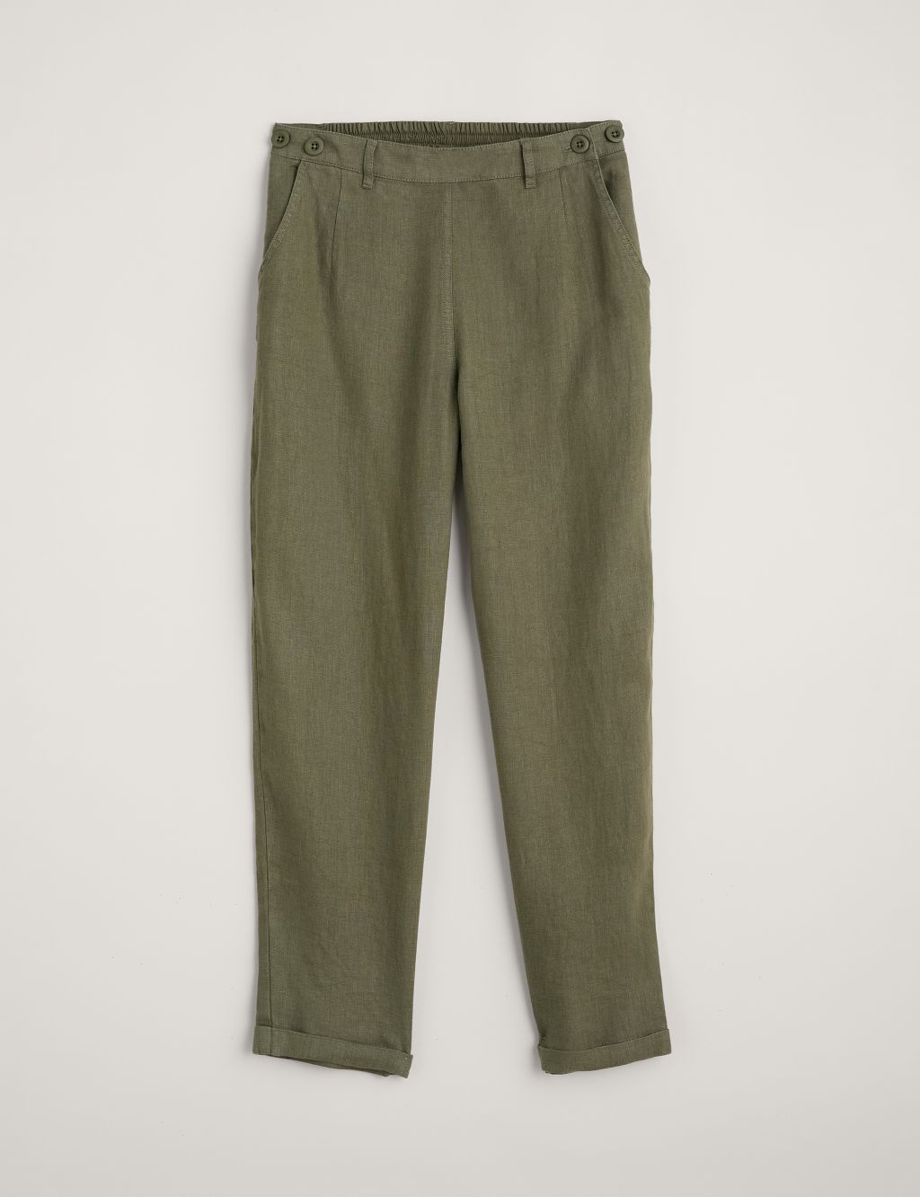 Pure Linen Tapered Ankle Grazer Trousers image 2