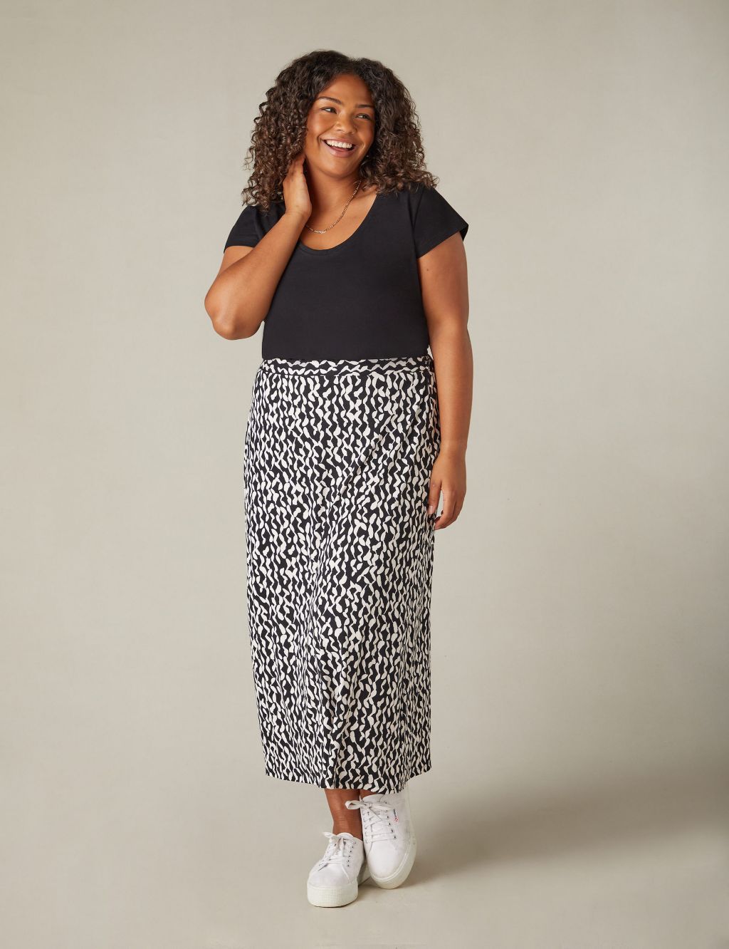 Jersey Printed Midaxi Slip Skirt