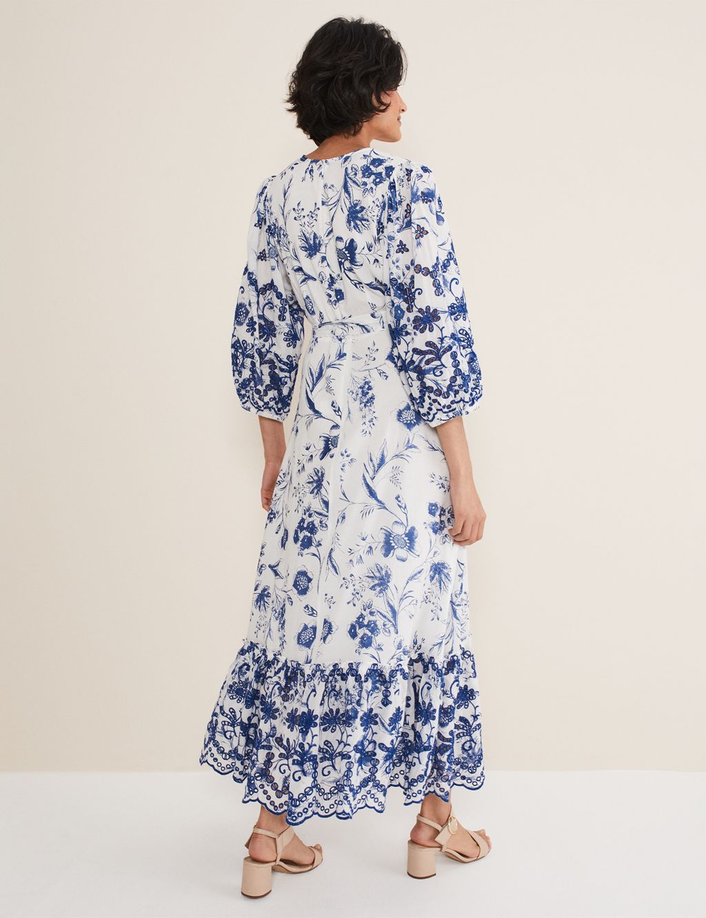 Cotton Rich Floral V-Neck Midaxi Wrap Dress image 2