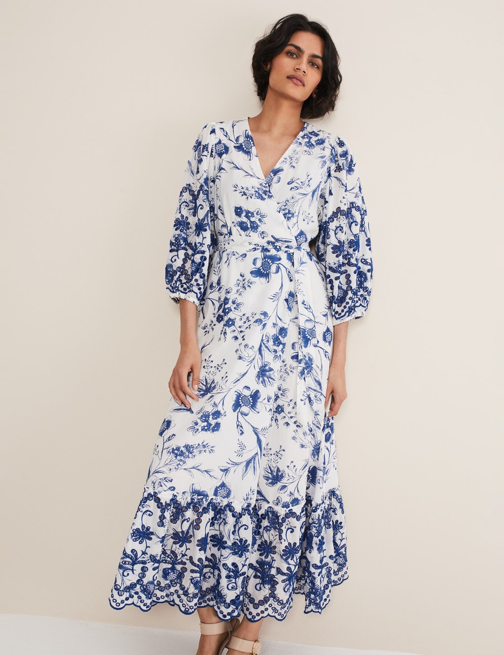 Cotton Rich Floral V-Neck Midaxi Wrap Dress image 4