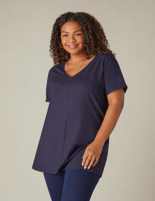 MAGICMK Women's Modal V-Neck Tee – Loose Casual Short Sleeve Printed T-Shirt