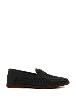 Leather Woven Flat Loafers | Dune London | M&S