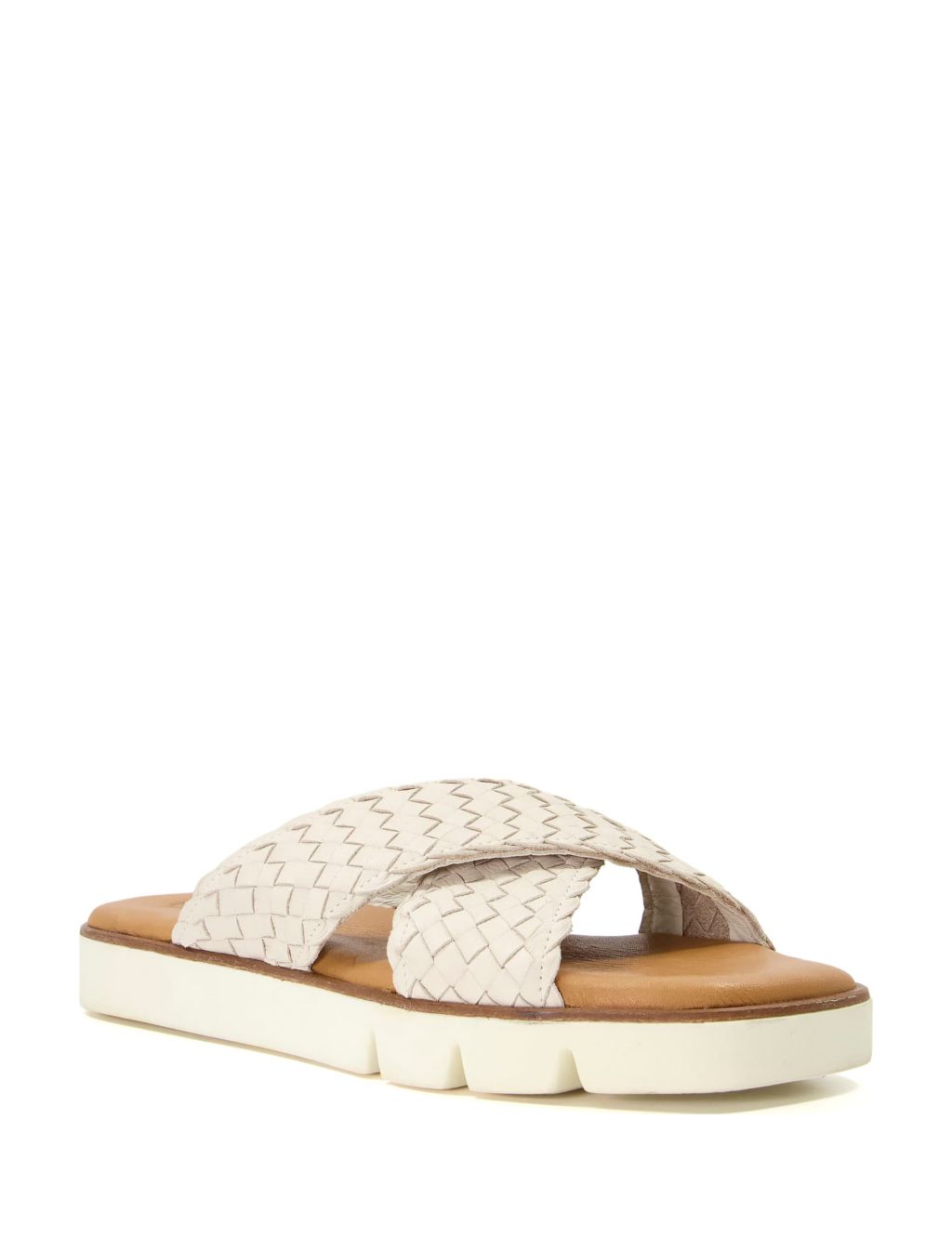 Leather Woven Crossover Flat Sliders image 2
