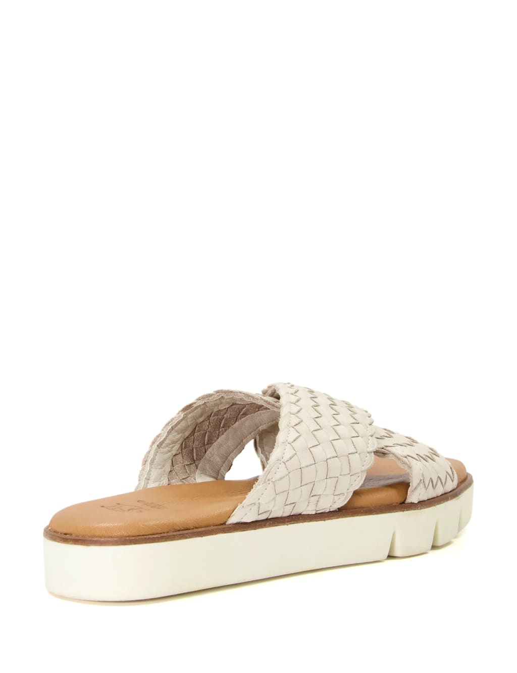 Leather Woven Crossover Flat Sliders image 3