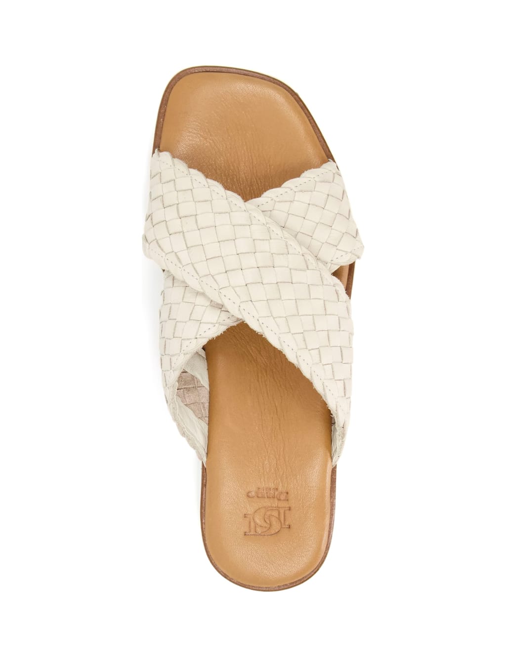 Leather Woven Crossover Flat Sliders image 4