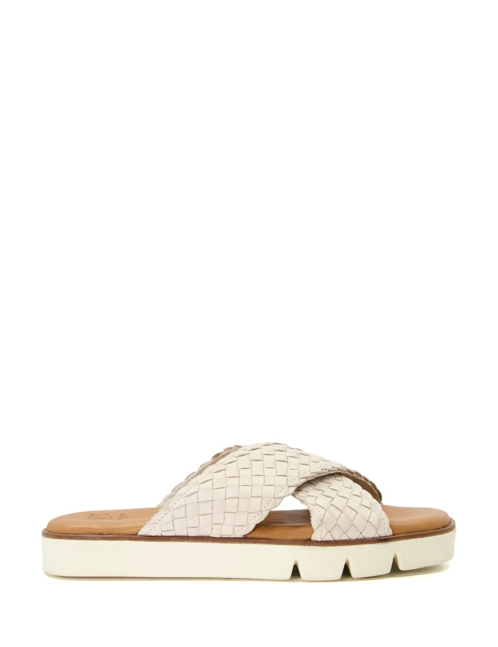 Leather Woven Crossover Flat Sliders image 1