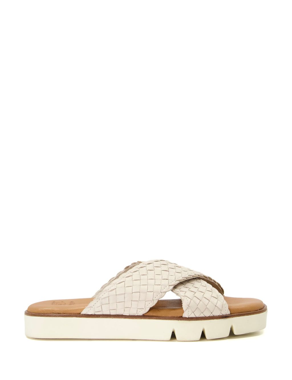 Leather Woven Crossover Flat Sliders image 1