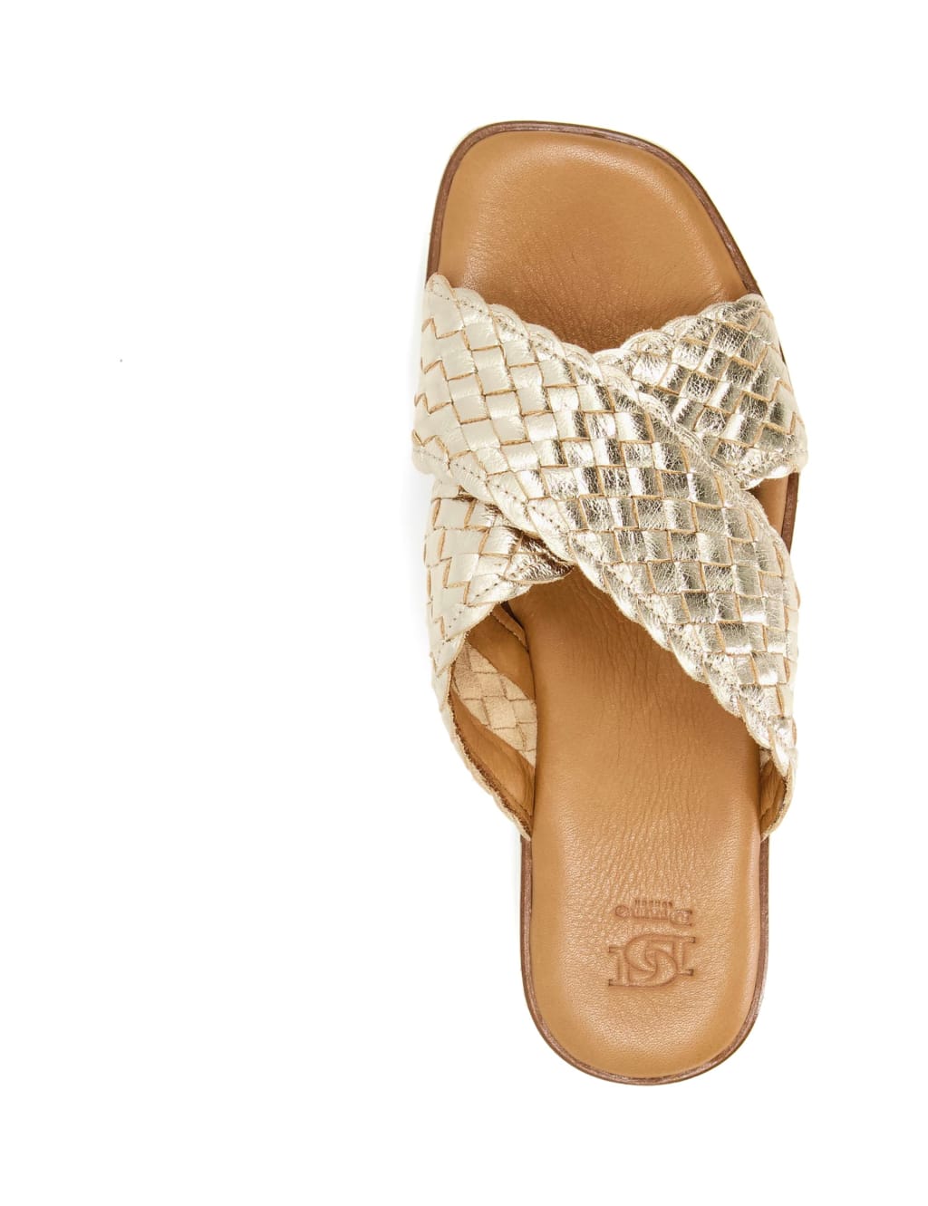 Leather Woven Crossover Flat Sliders image 4