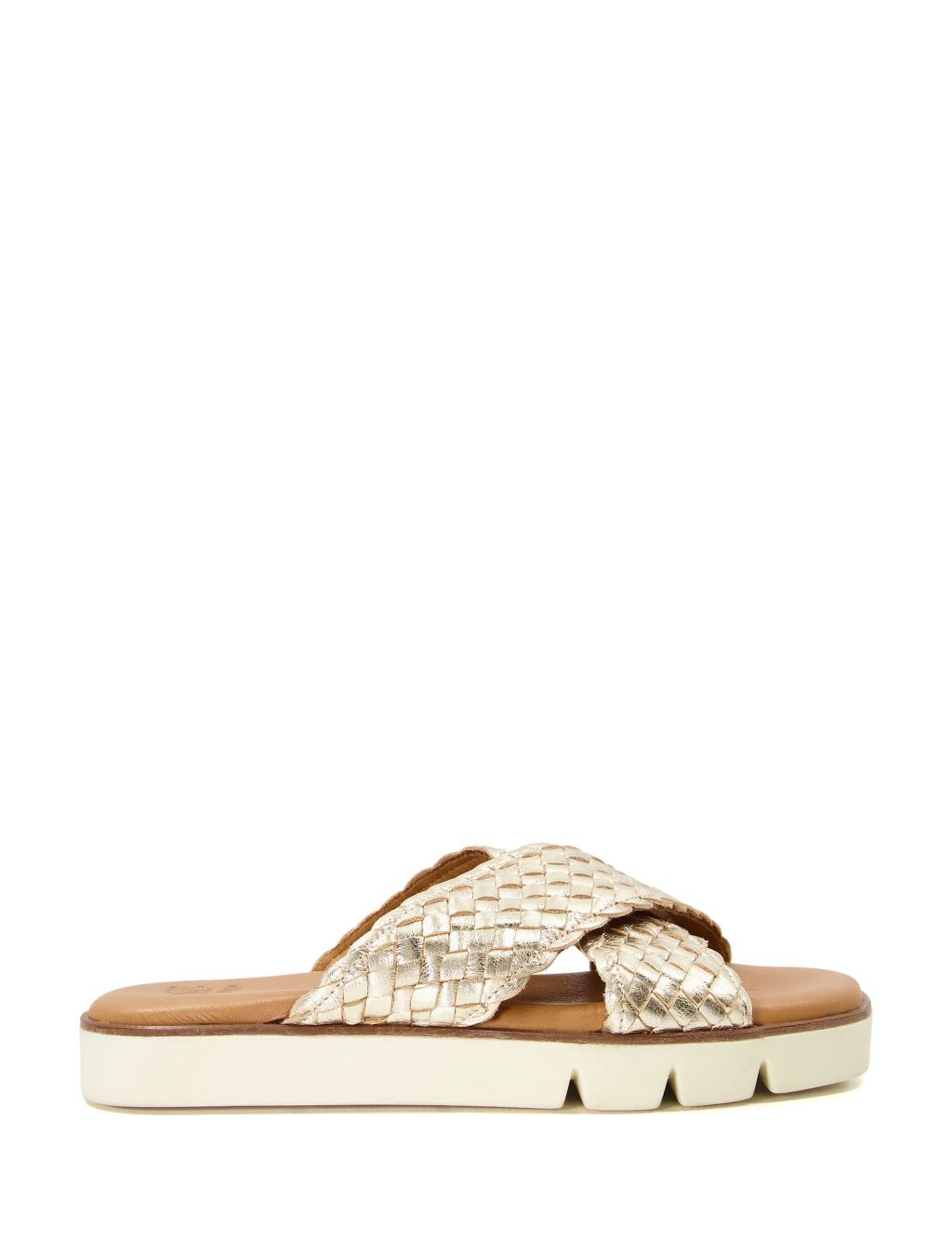 Leather Woven Crossover Flat Sliders image 1