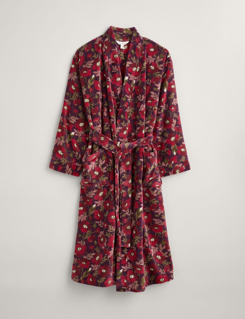 Fleece Floral Long Dressing Gown image 2