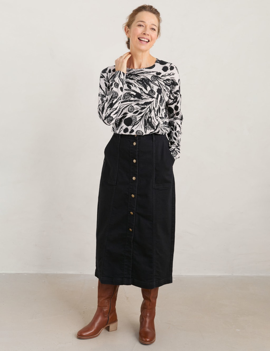 Pure Cotton Printed Round Neck Jumper image 1