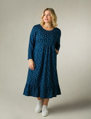 Live Unlimited London Womens Pure Cotton Paisley Midaxi Tiered Dress - 28 - Blue Mix, Blue Mix