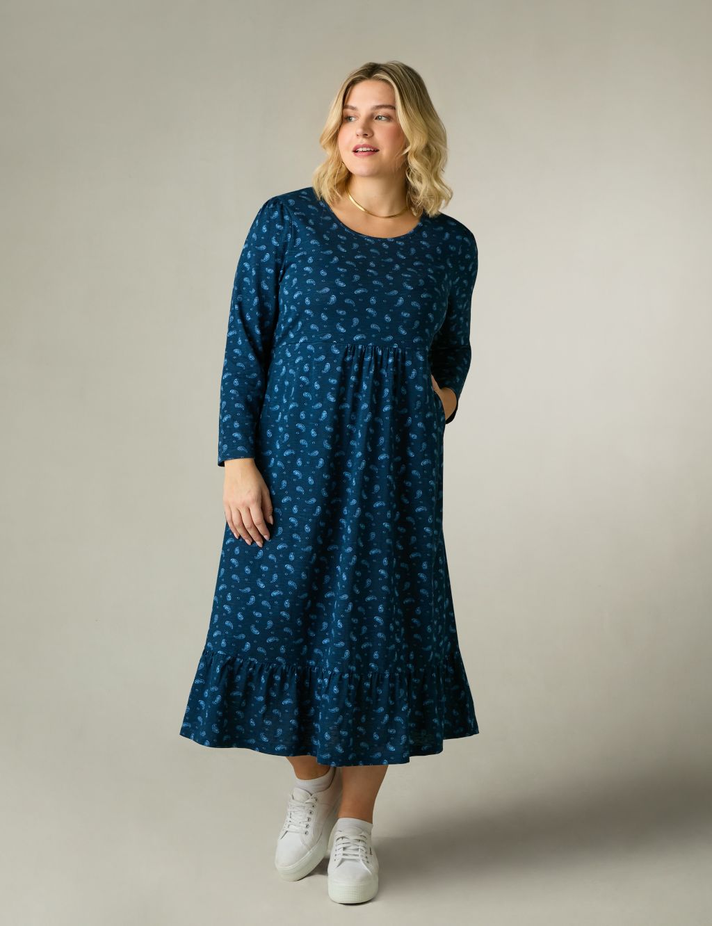 Pure Cotton Paisley Midaxi Tiered Dress