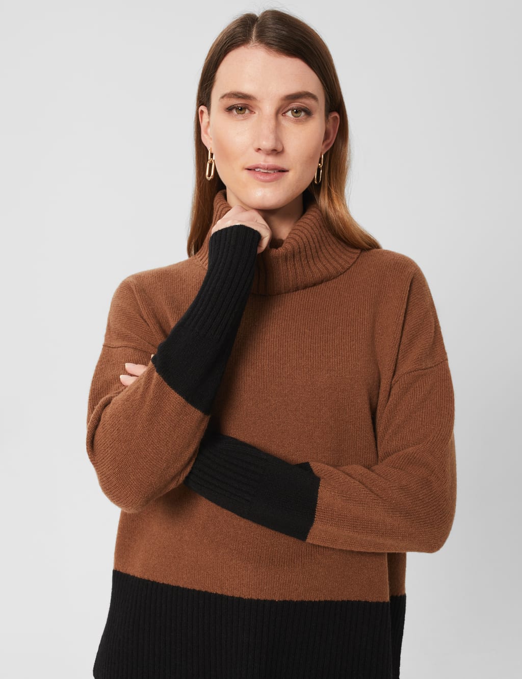 Merino Wool Rich Colour Block Jumper image 2