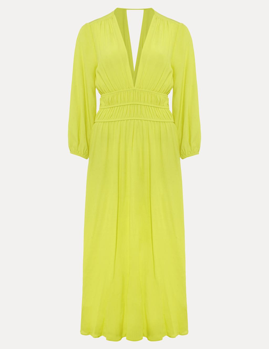 V-Neck Midi Waisted Dress image 2