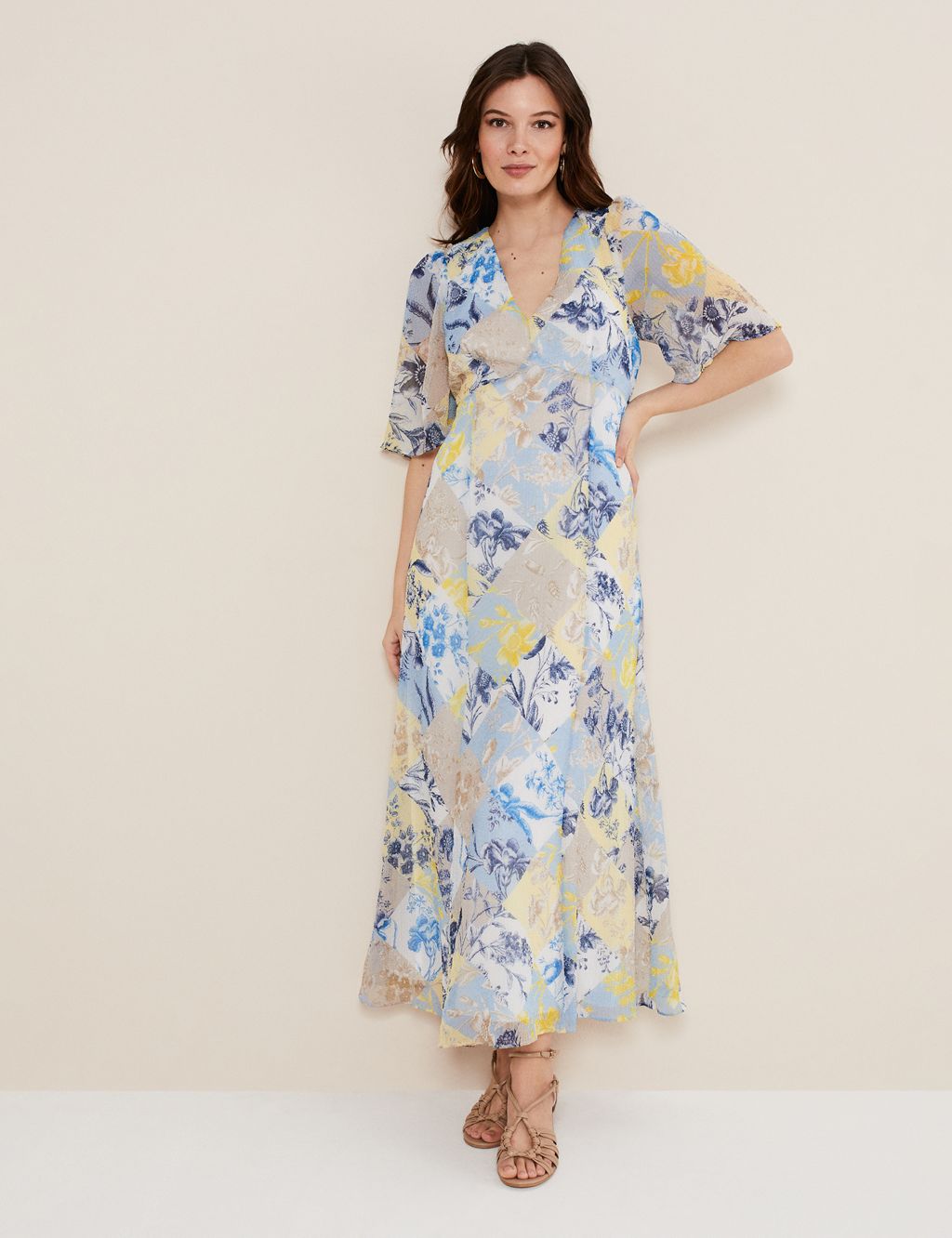 Floral V-Neck Midaxi Tailored Dress image 1