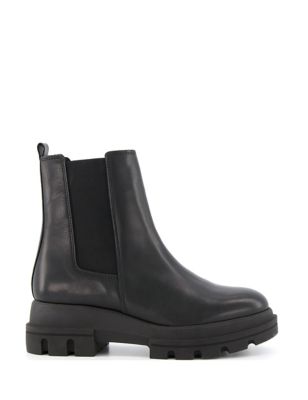 Dune London Womens Leather Chelsea Platform Ankle Boots - 4 - Black, Black