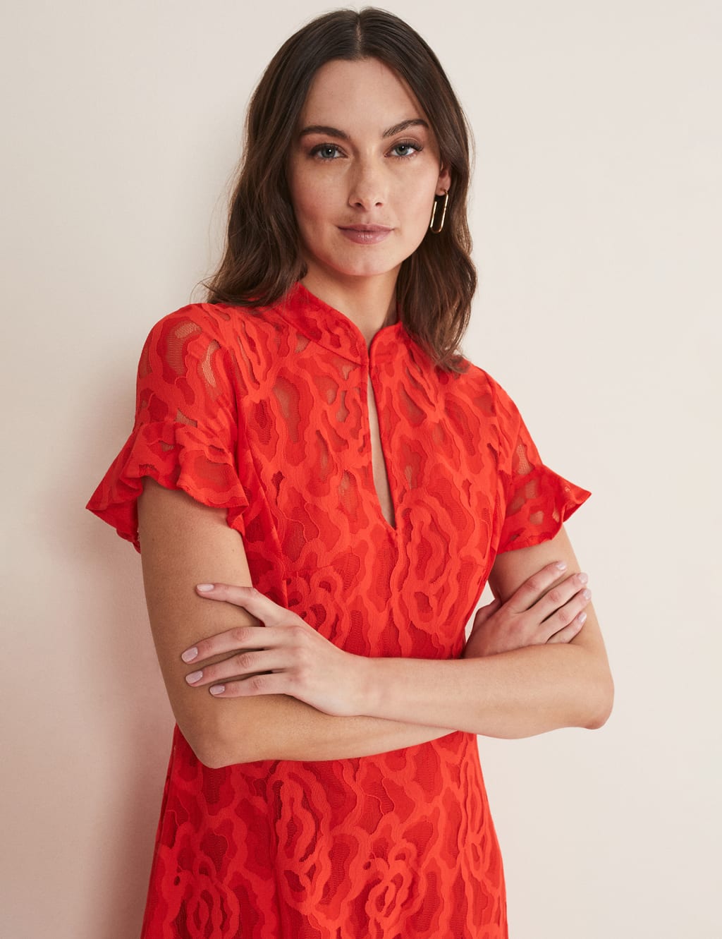 Lace High Neck Knee Length Tailored Dress image 3