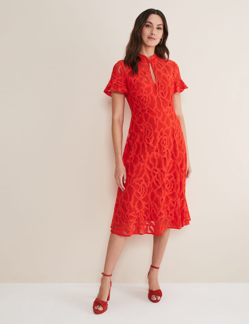 Lace High Neck Knee Length Tailored Dress image 3