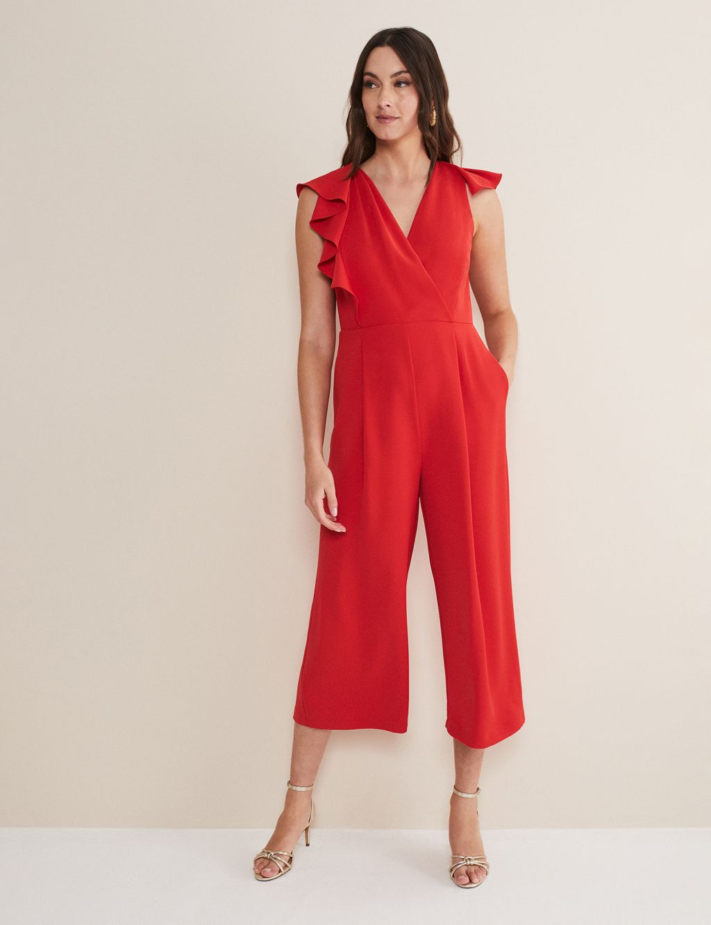 Frill Detail Cropped Wide Leg Jumpsuit image 1