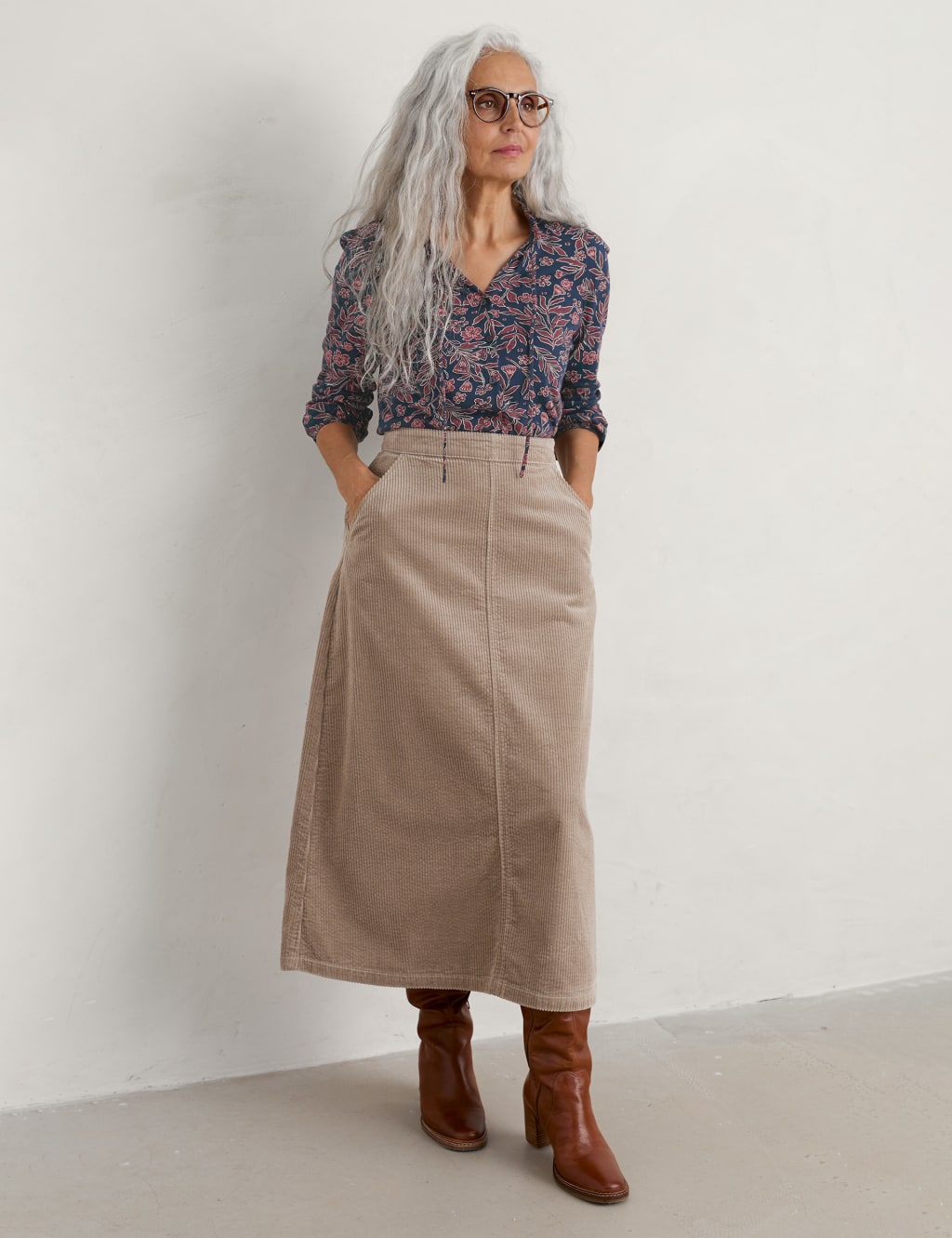 Cotton Rich Floral Frill Neck Shirt image 1