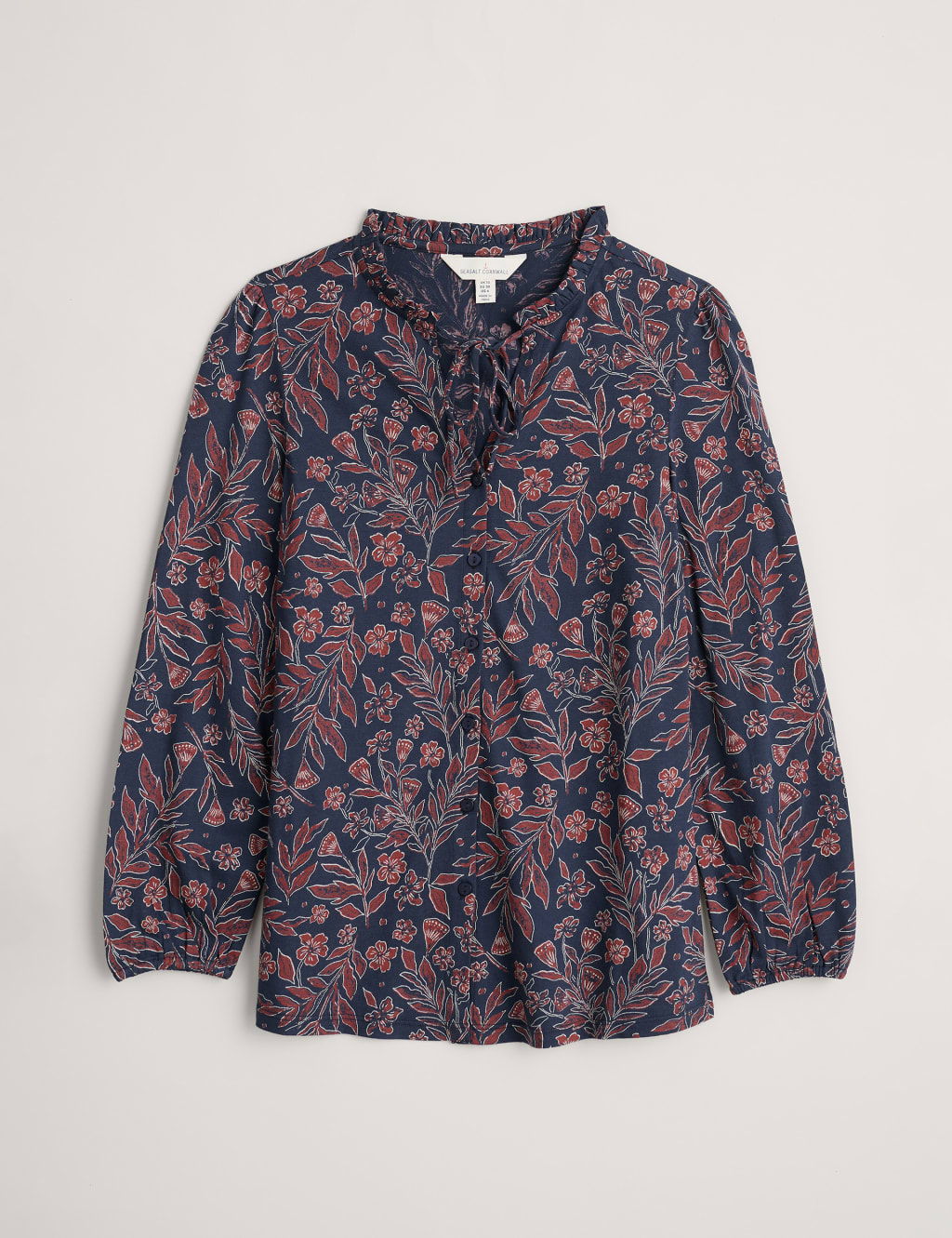 Cotton Rich Floral Frill Neck Shirt image 2