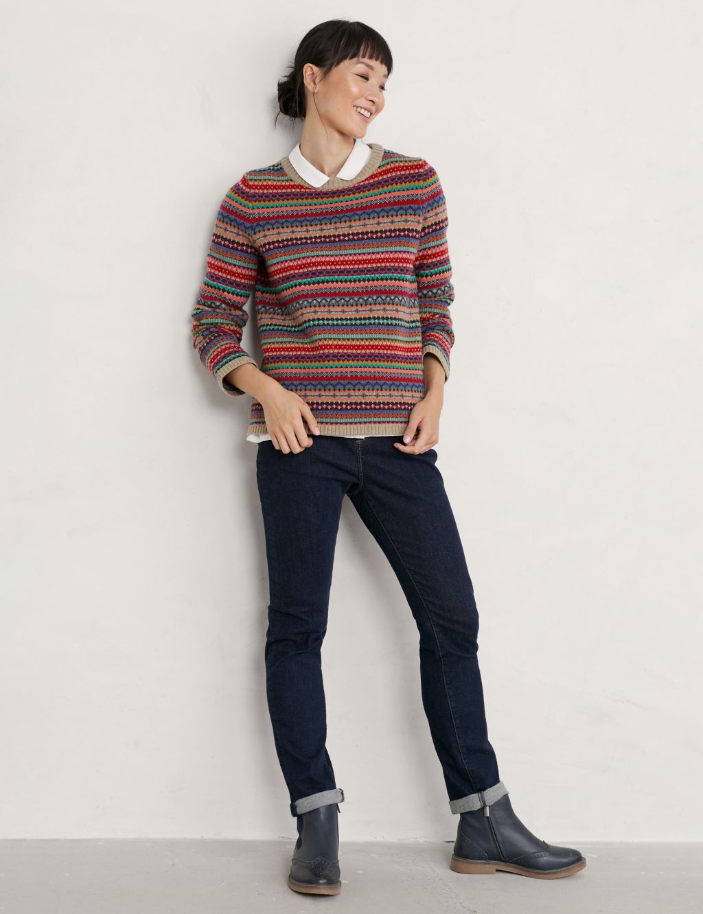 Merino Wool Rich Jacquard Relaxed Jumper image 4