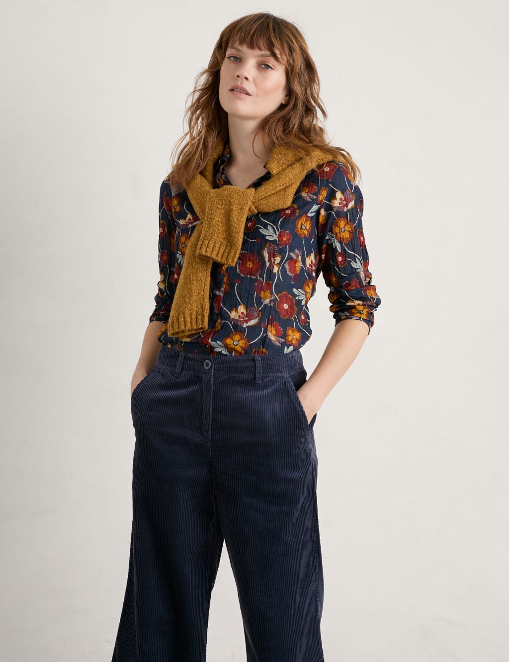 Organic Cotton Floral Textured Collared Shirt image 1