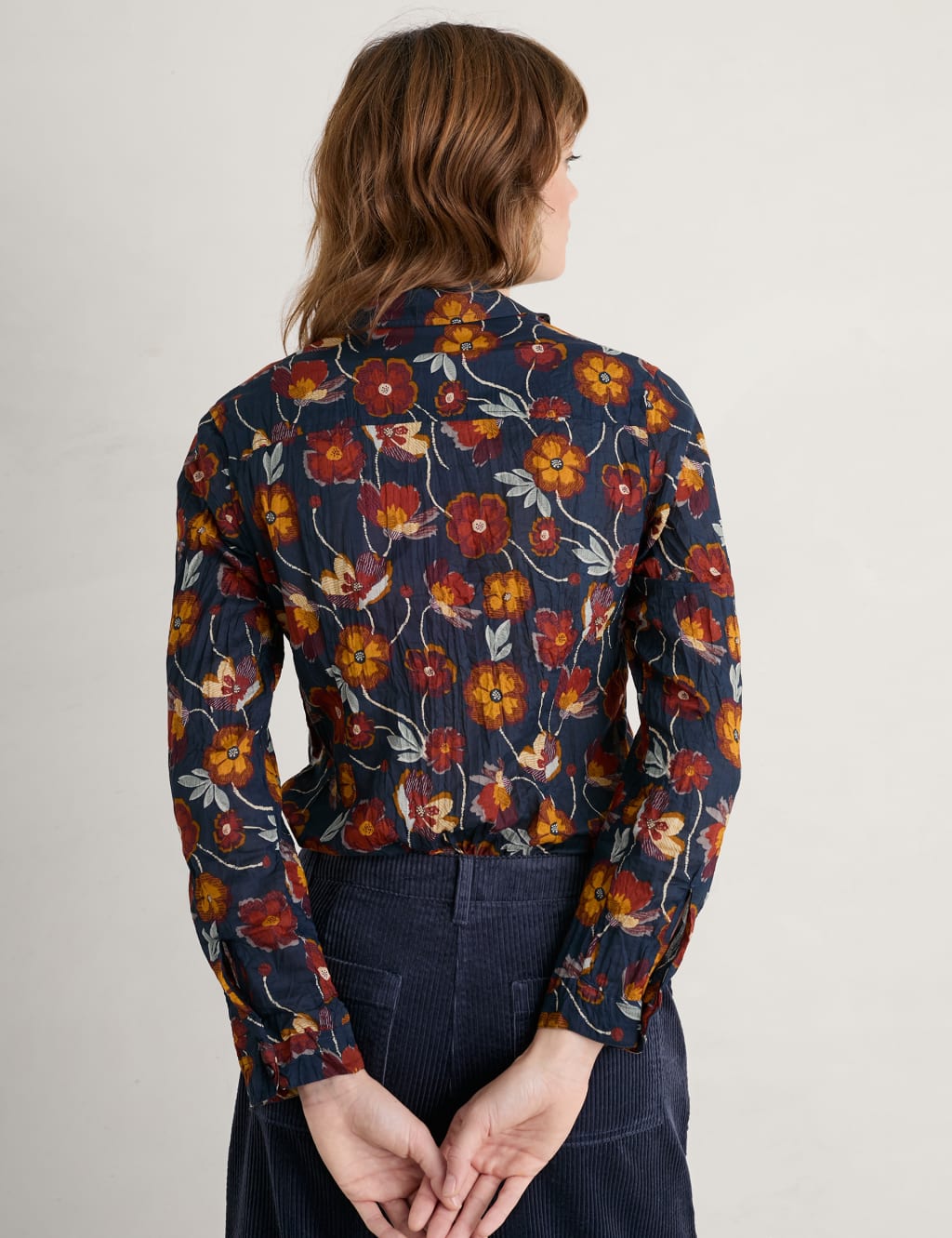 Organic Cotton Floral Textured Collared Shirt image 4
