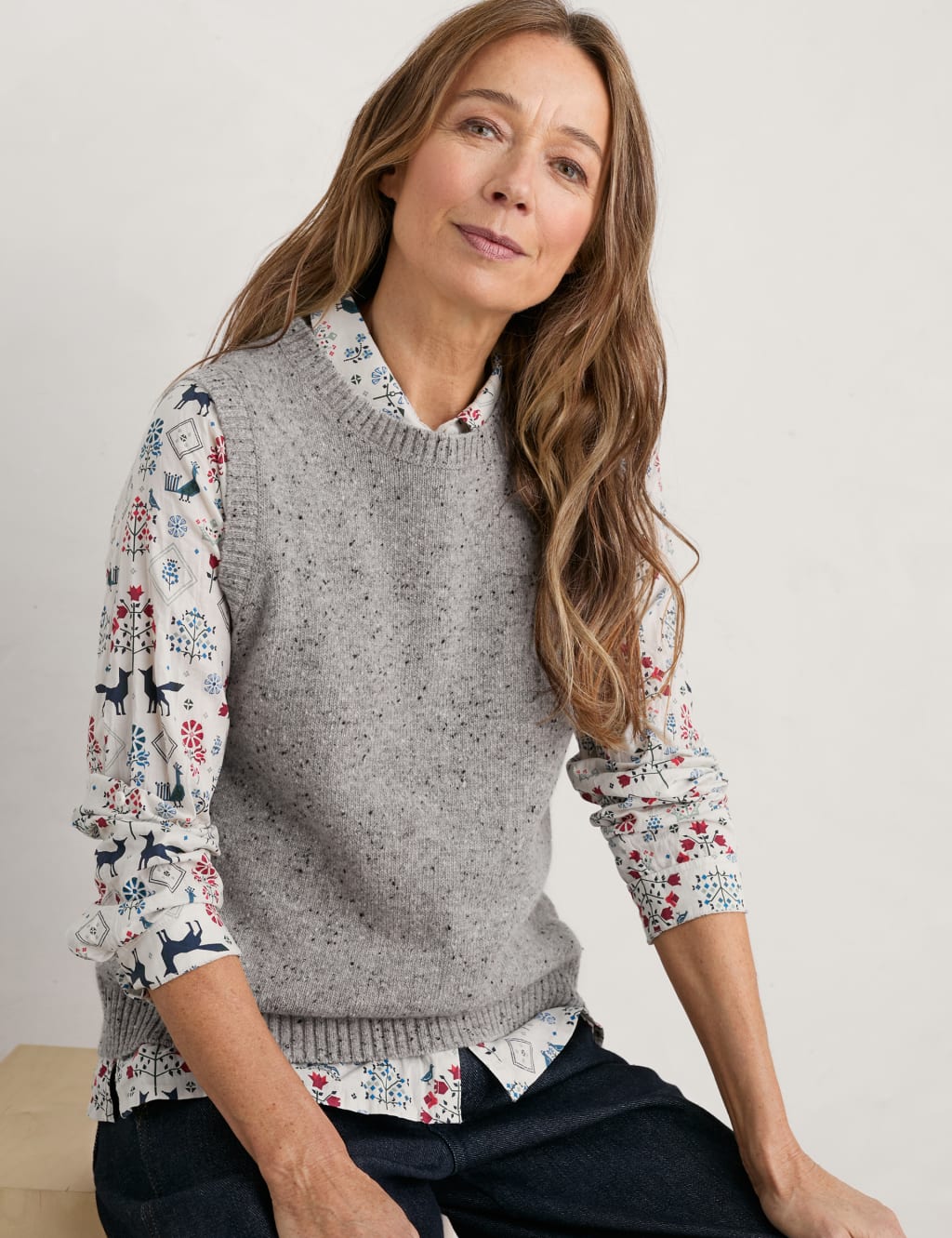 Wool Rich Textured Crew Neck Knitted Vest image 3