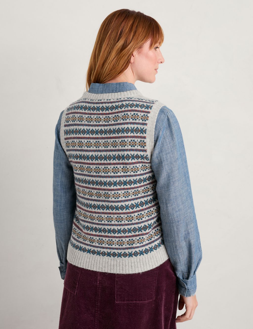Merino Wool Rich Fair Isle Knitted Vest image 4