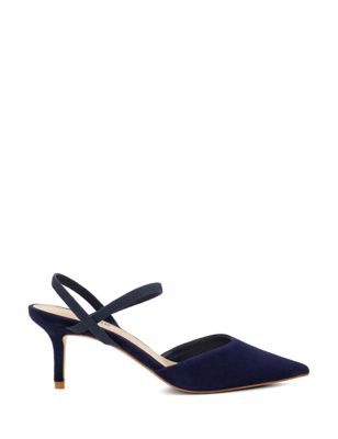 Dune London Womens Wide Fit Suede Stiletto Heel Court Shoes - 8 - Navy, Navy,Gold