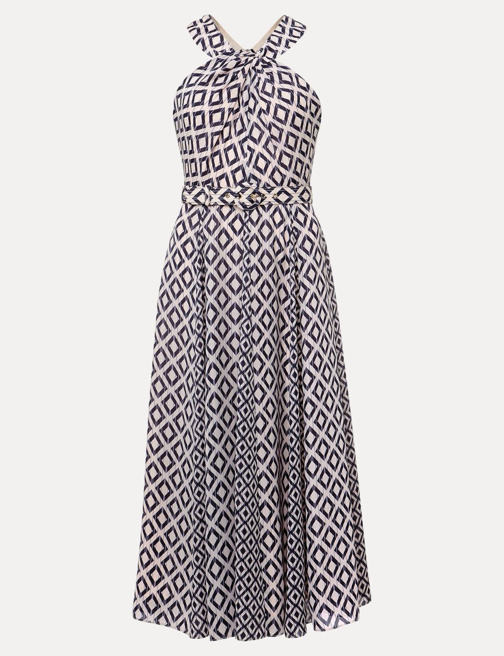 Printed Strappy Belted Midi Swing Dress image 2