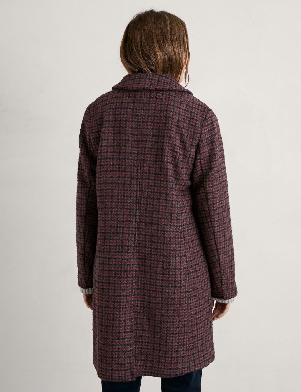 Wool Blend Checked Collared Coat image 3