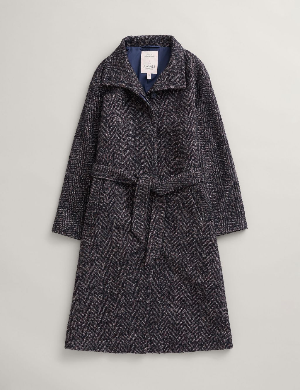 Wool Blend Textured Belted Longline Coat image 2