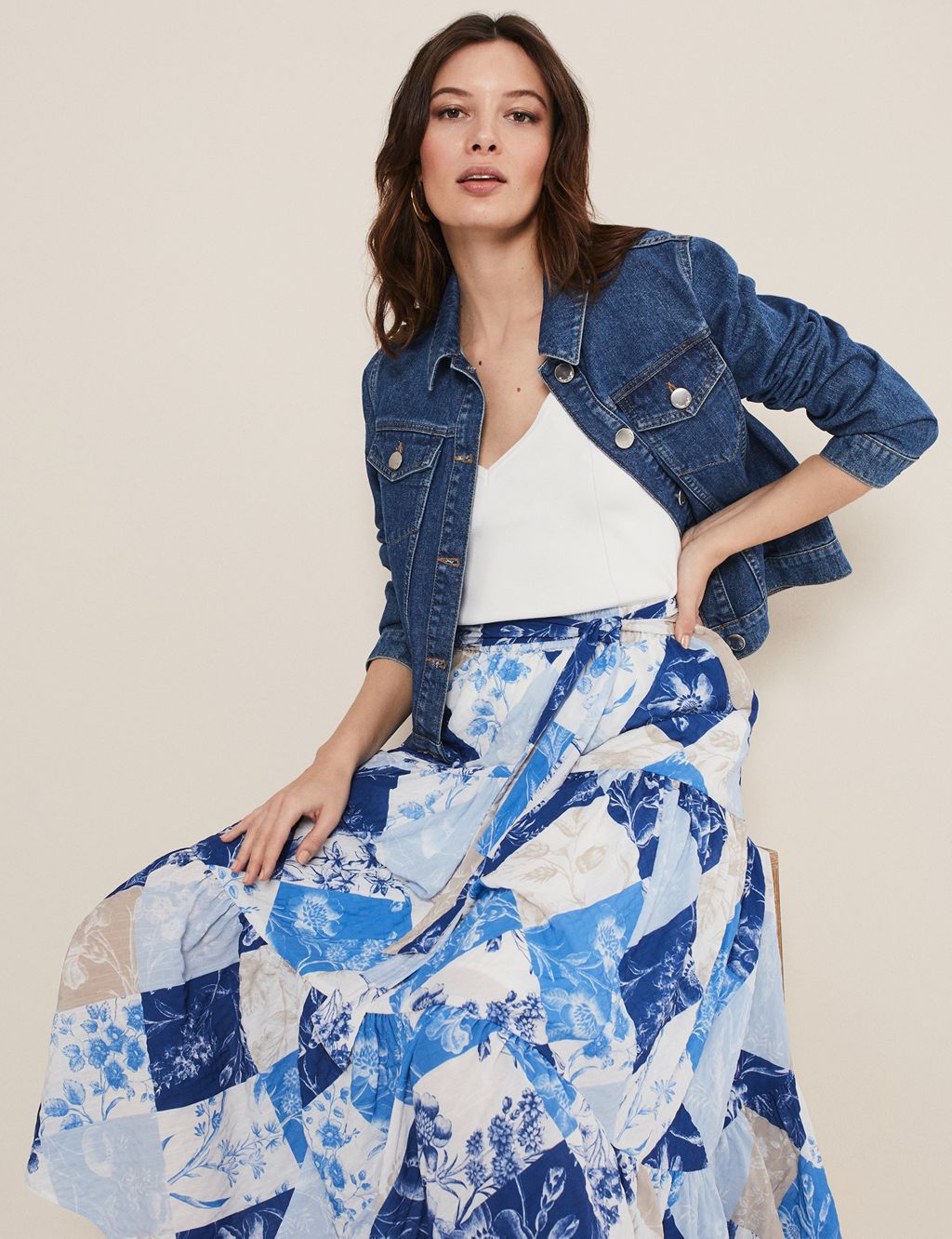 Printed Belted Maxi Tiered Skirt image 2