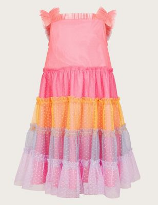 Monsoon Girl's Rainbow Colour Block Dress (2-15 Yrs) - 11y - Multi, Multi