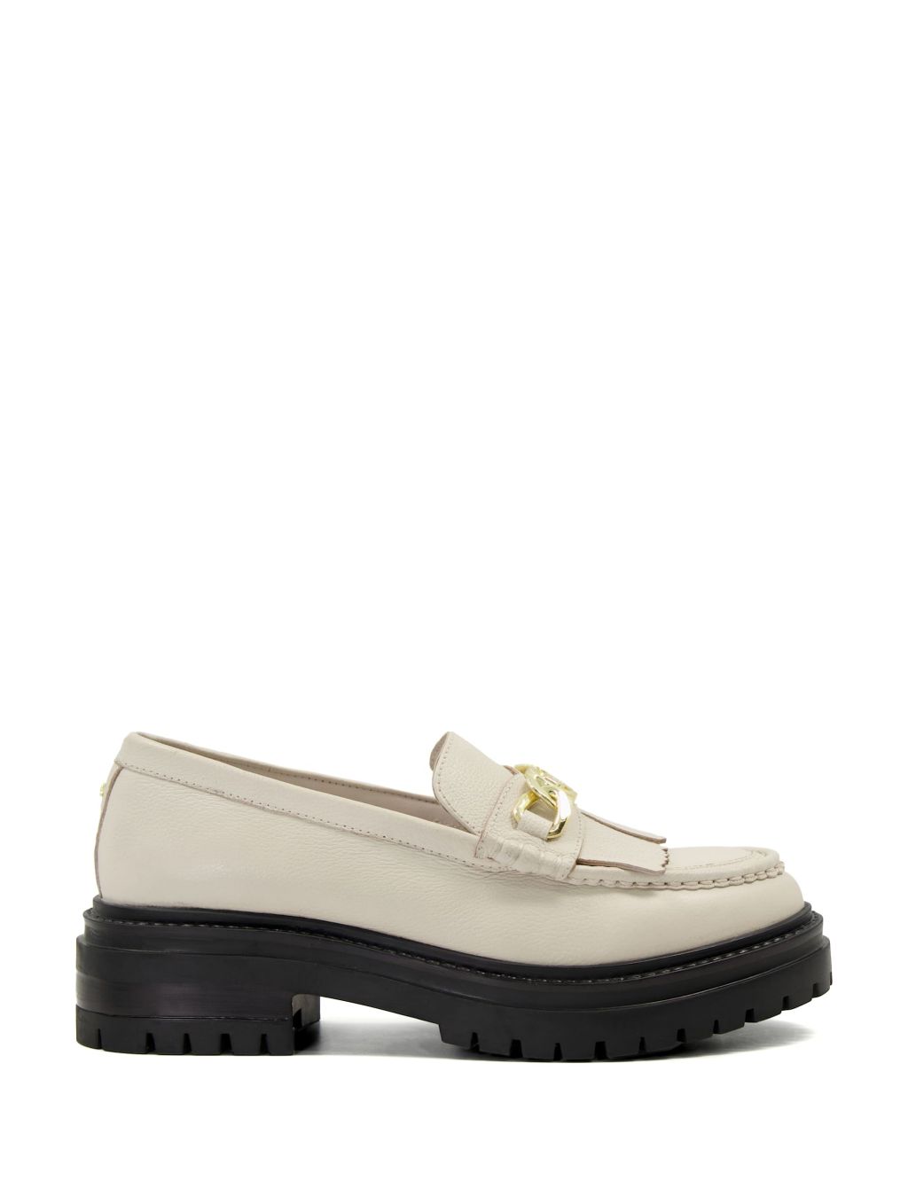 Leather Chunky Chain Detail Loafers image 1